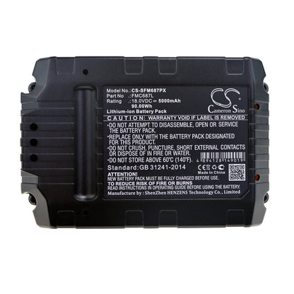 18.0V, 5000mAh, Li-ion Battery fits Stanley, Fmc625d2, Fmc645d2, 90Wh