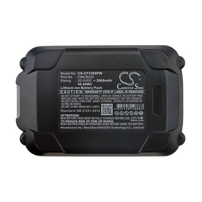20.0V, 2000mAh, Li-ion Battery fits Craftsman, 16ga Straight Finish Nailer, 18ga Brad Nailer, 40Wh