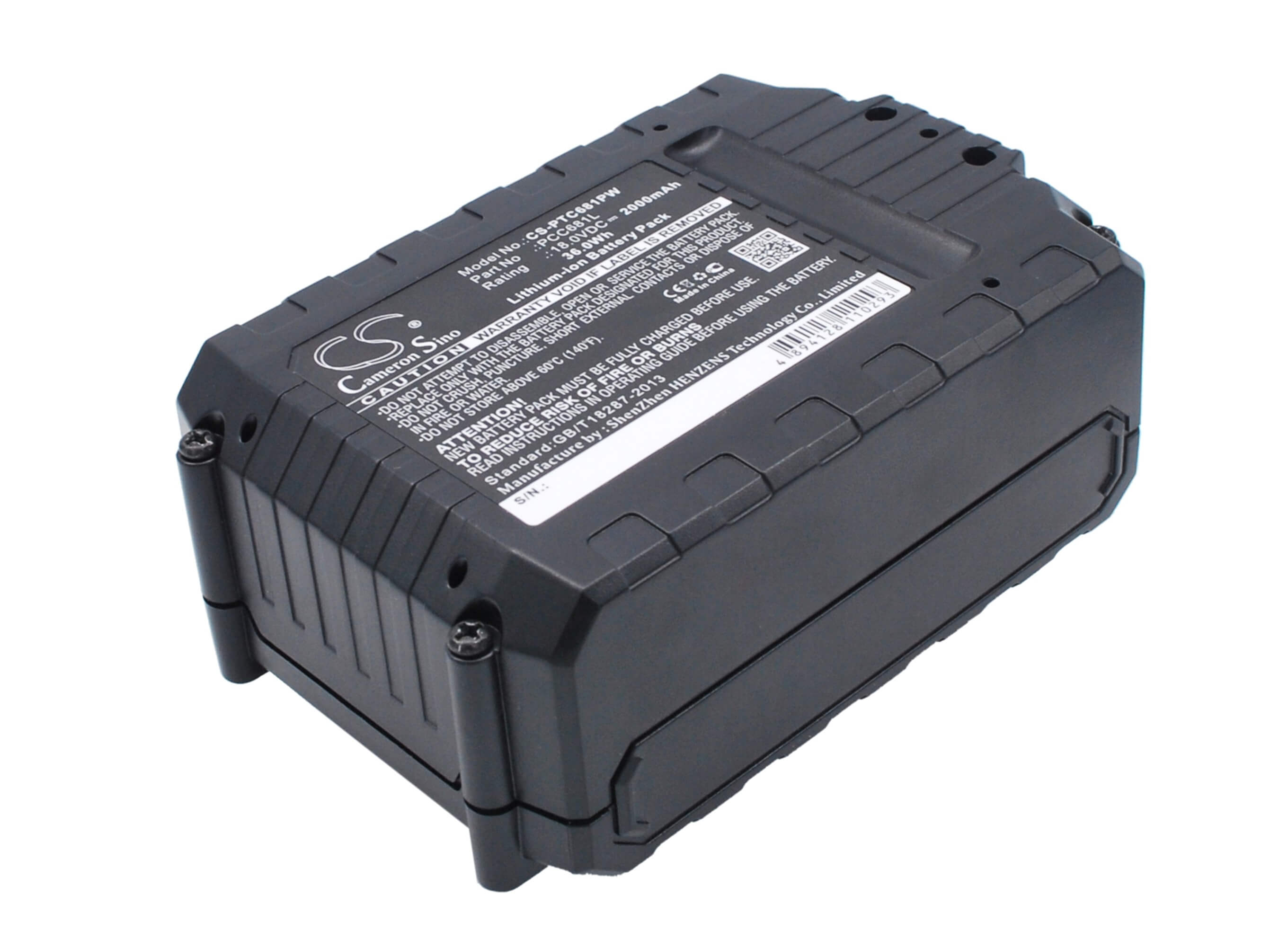 18.0V, 2000mAh, Li-ion Battery fits Porter Cable, Pcc600, Pcc601, 36Wh