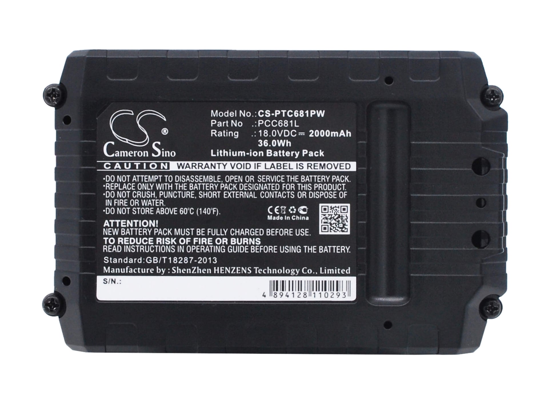 18.0V, 2000mAh, Li-ion Battery fits Porter Cable, Pcc600, Pcc601, 36Wh