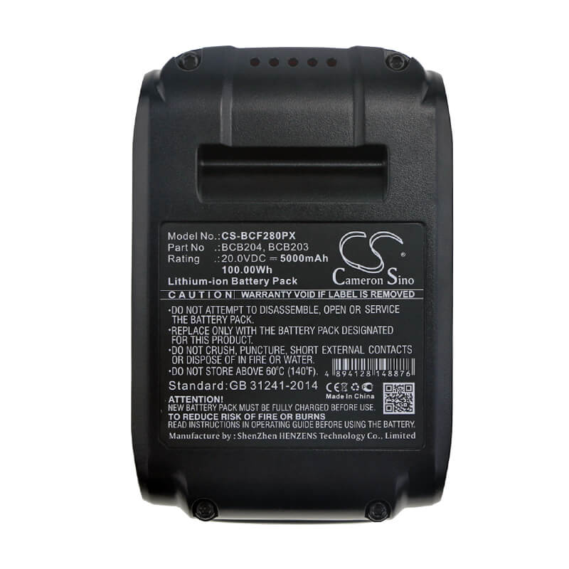 20.0V, 5000mAh, Li-ion Battery fits Bostitch, 15 Ga Fn Angled Finish Nailer, 16 Ga Straight Finish Nailer K, 100Wh