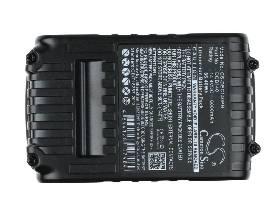 14.4V, 6000mAh, Li-ion Battery fits Dewalt, Dcb090, Dcd720, 86.4Wh