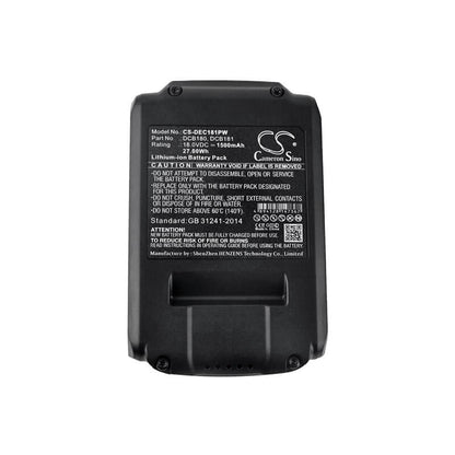 18.0V, 1500mAh, Li-ion Battery fits Dewalt, Cl3.c18s, Dcd740, 27Wh