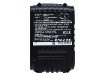 18.0V, 6000mAh, Li-ion Battery fits Dewalt, Cl3.c18s, Dcd740, 108Wh