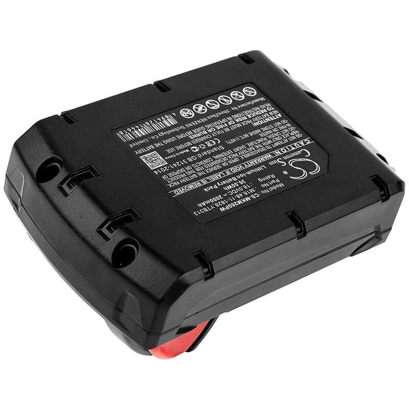 18.0V, 2000mAh, Li-ion Battery fits Milwaukee, 0880-20, 2601, 36Wh