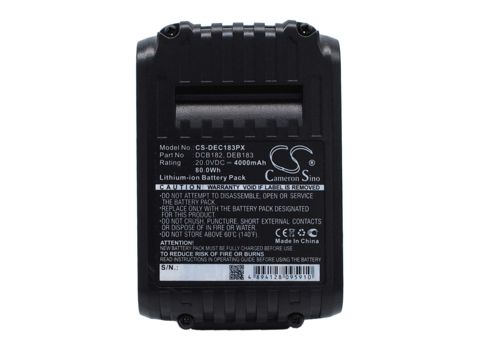 20.0V, 4000mAh, Li-ion Battery fits Klein Tools, 1000 Mcm Aluminum, 350 Mcm Aluminum, 80Wh