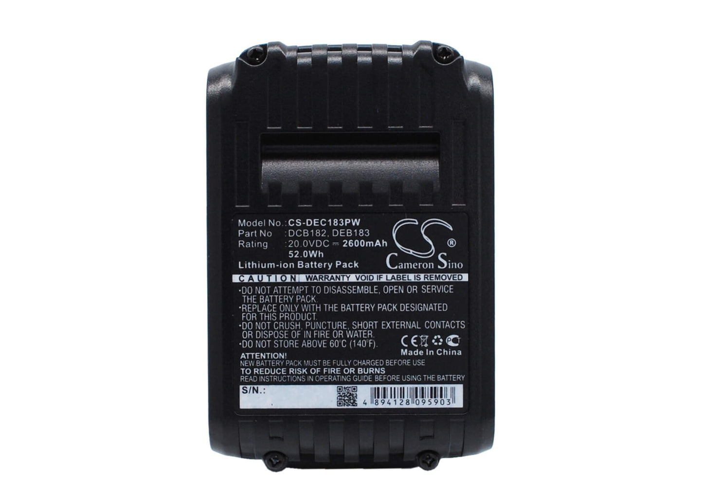 20.0V, 2600mAh, Li-ion Battery fits Dewalt, Dcd740, Dcd740b, 52Wh