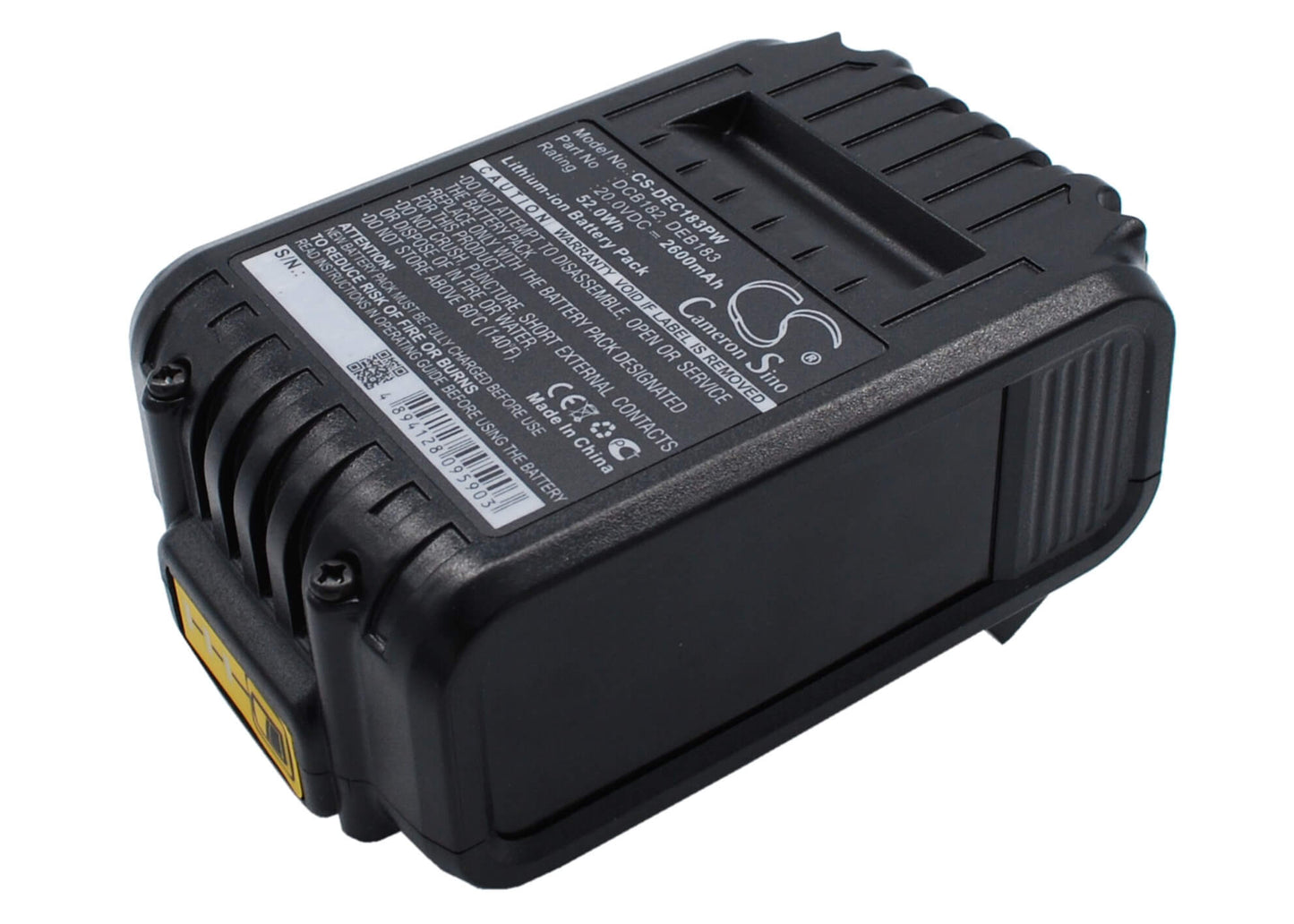 20.0V, 2600mAh, Li-ion Battery fits Dewalt, Dcd740, Dcd740b, 52Wh
