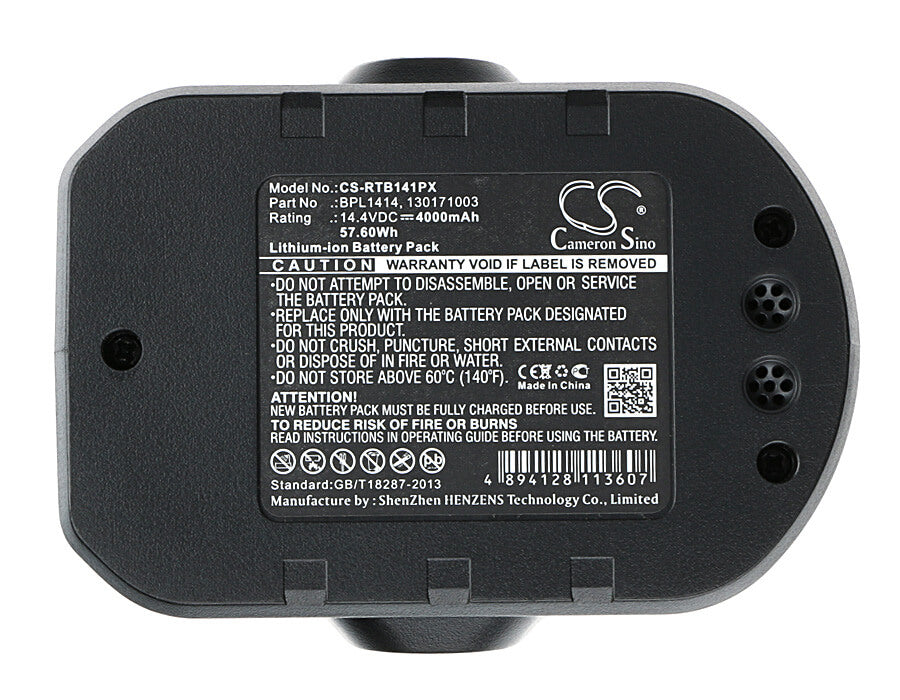 14.4V, 4000mAh, Li-ion Battery fits Ryobi, Cdd144v22, Cddi14022nf, 57.6Wh