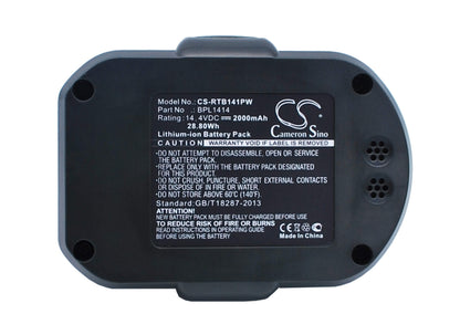 14.4V, 2000mAh, Li-ion Battery fits Ryobi, Cdd144v22, Cddi14022nf, 28.8Wh