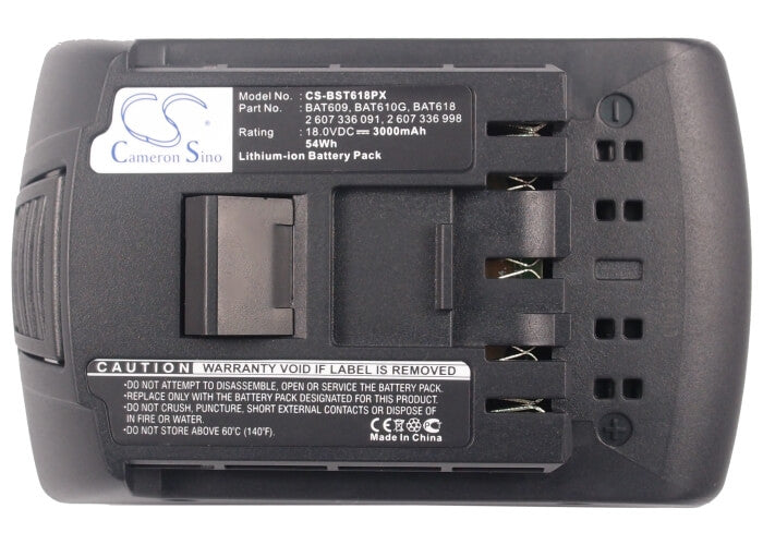 18.0V, 3000mAh, Li-ion Battery fits Bosch, 17618, 17618-01, 54Wh