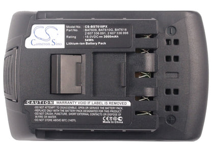 18.0V, 3000mAh, Li-ion Battery fits Bosch, 17618, 17618-01, 54Wh