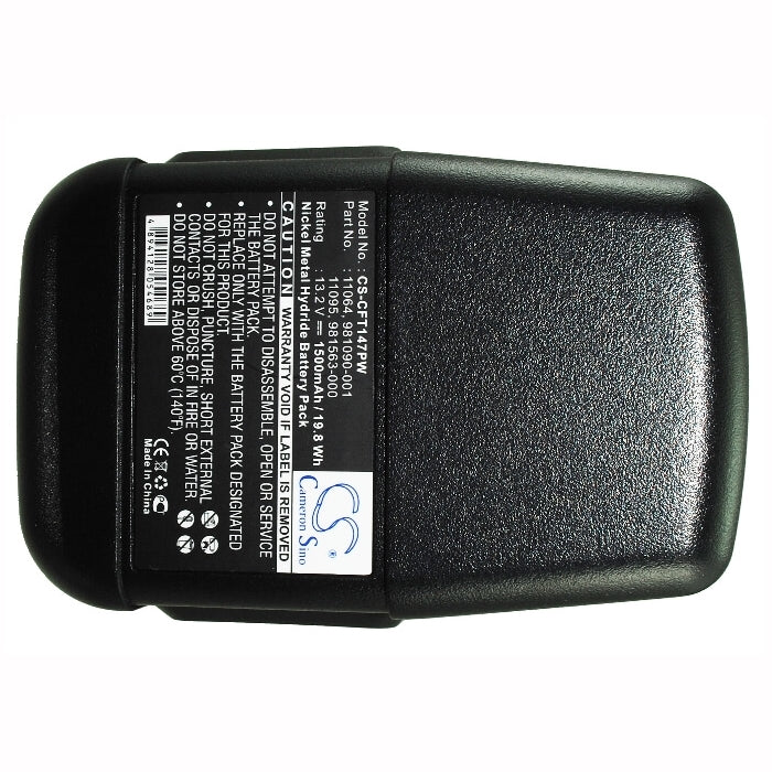 13.2V, 1500mAh, Ni-MH Battery fits Craftsman, 11147, 27493, 19.8Wh