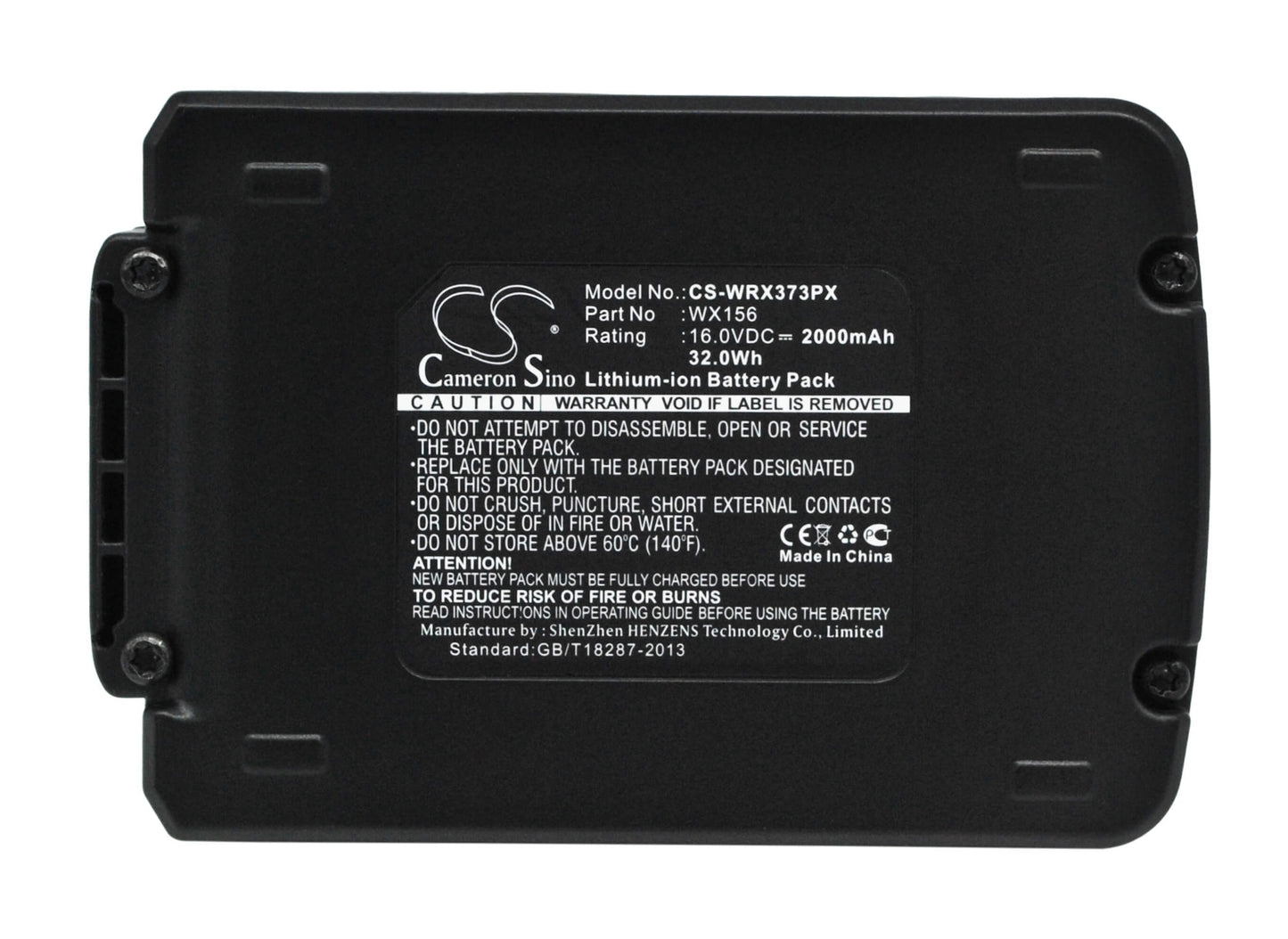 16.0V, 2000mAh, Li-ion Battery fits Worx, Brushless Impact 20v Max Drill, Wa3527, 32Wh