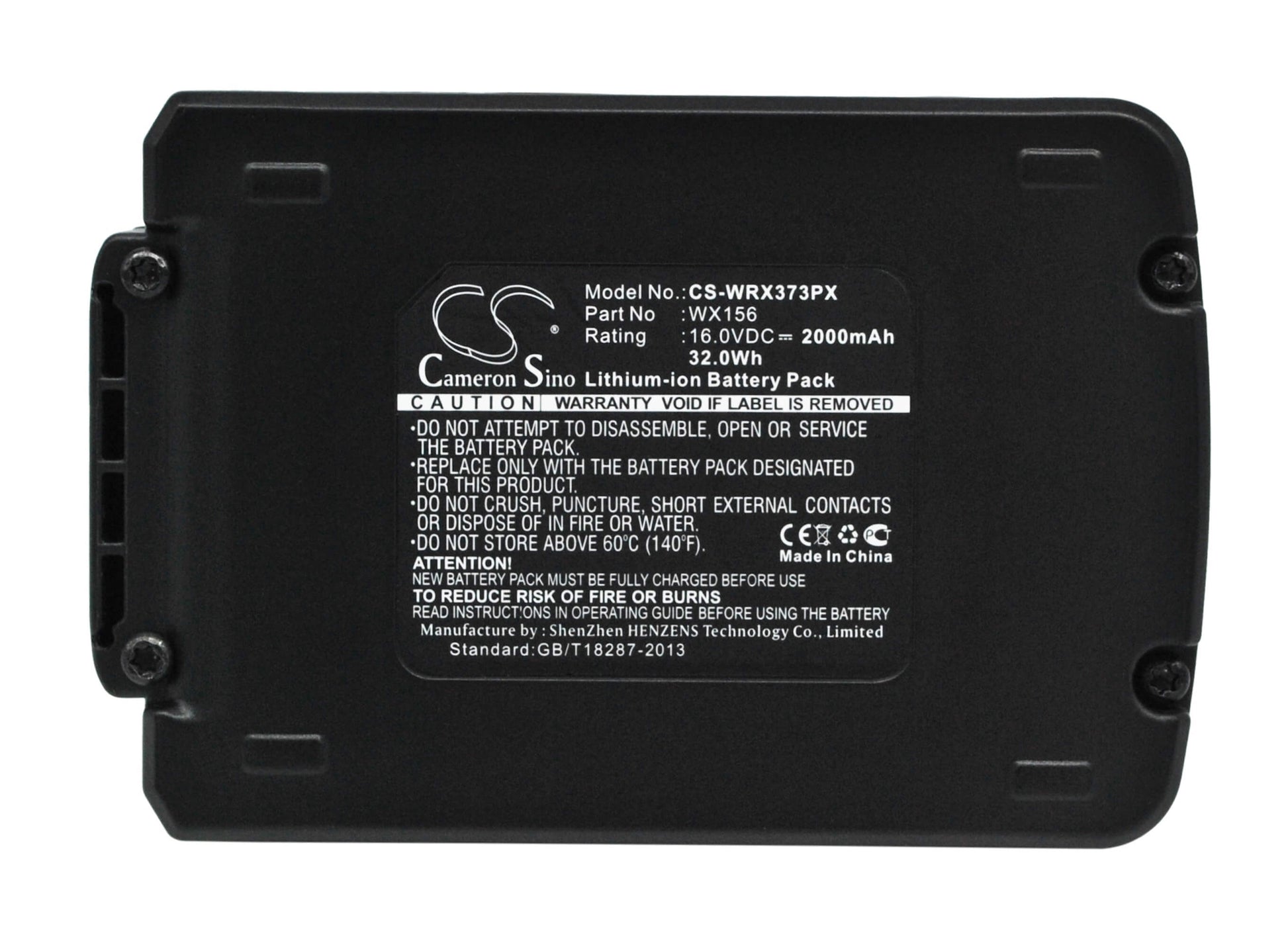 16.0V, 2000mAh, Li-ion Battery fits Worx, Brushless Impact 20v Max Drill, Wa3527, 32Wh