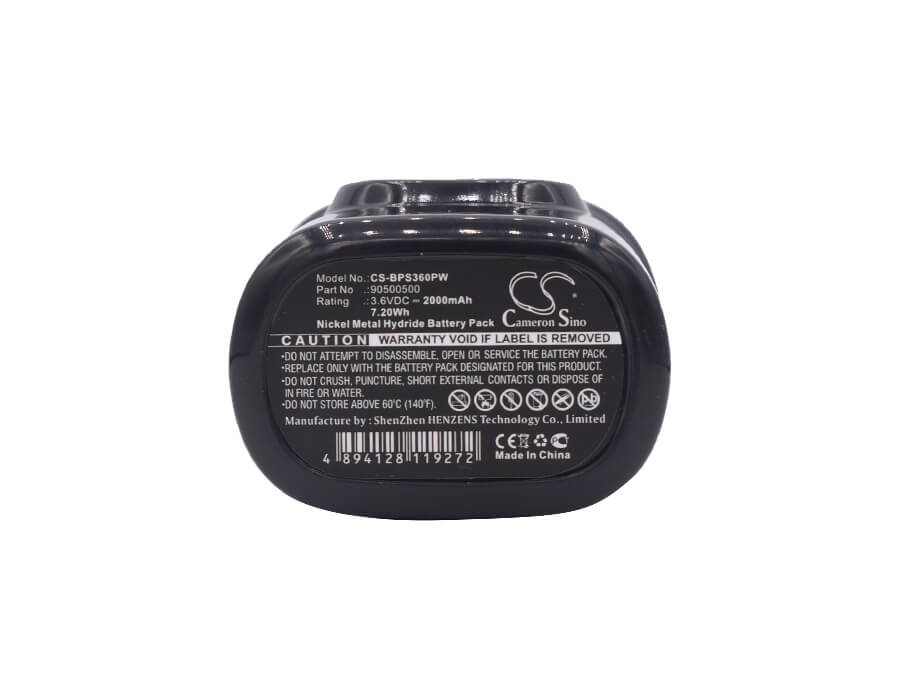 3.6V, 2000mAh, Ni-MH Battery fits Black & Decker, Fs360, Fs360 Type 1, 7.2Wh