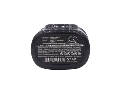 3.6V, 2000mAh, Ni-MH Battery fits Black & Decker, Fs360, Fs360 Type 1, 7.2Wh