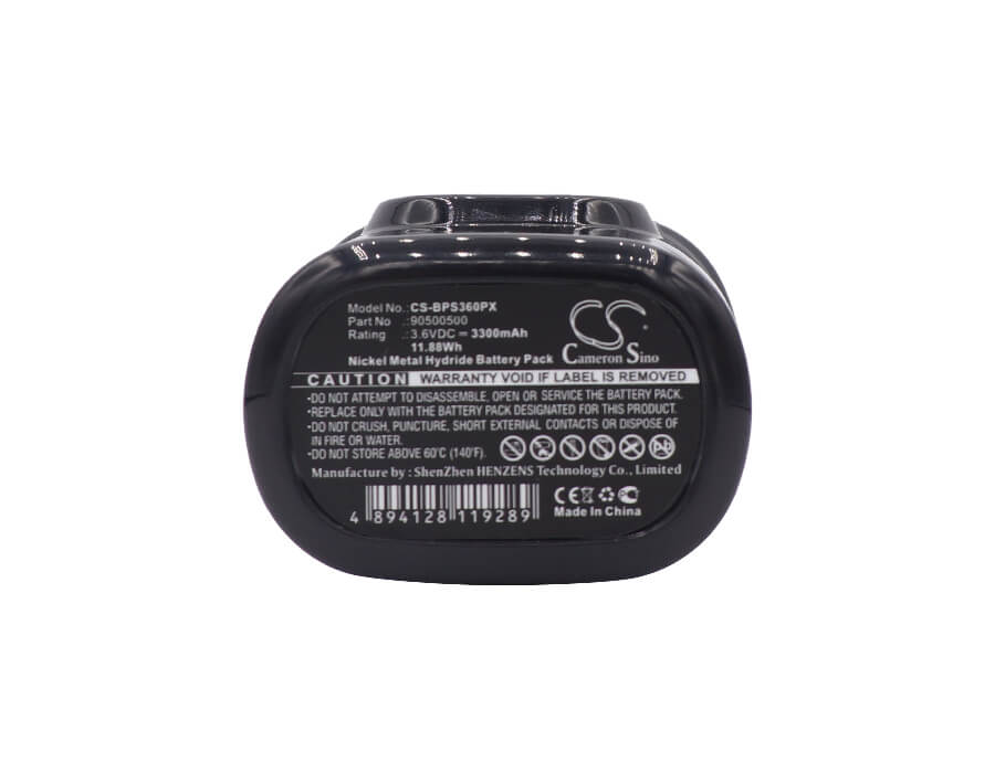 3.6V, 3300mAh, Ni-MH Battery fits Black & Decker, Fs360, Fs360 Type 1, 11.88Wh