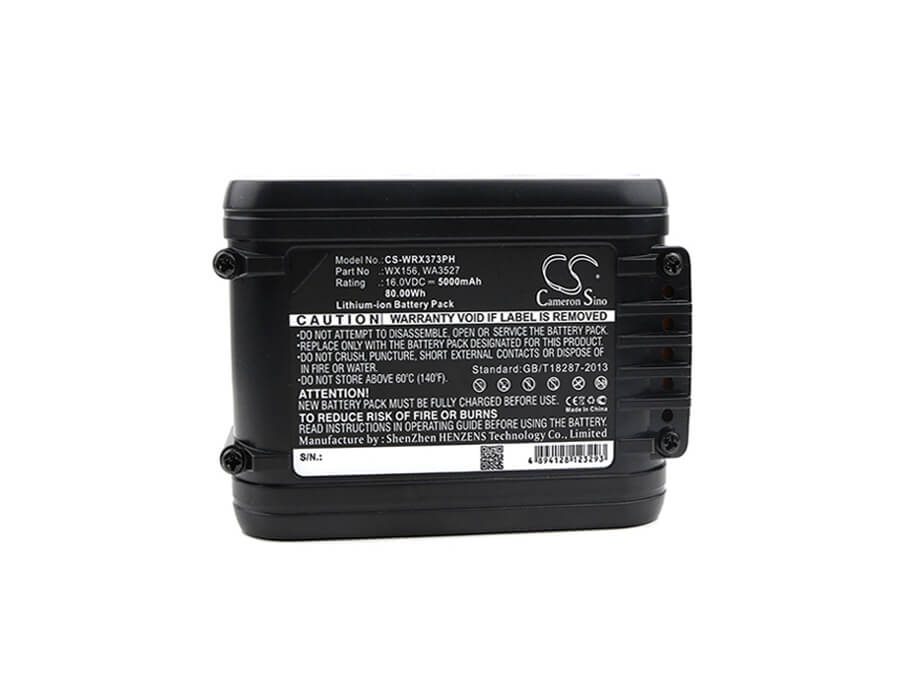 16.0V, 5000mAh, Li-ion Battery fits Worx, Brushless Impact 20v Max Drill, Wa3527, 80Wh