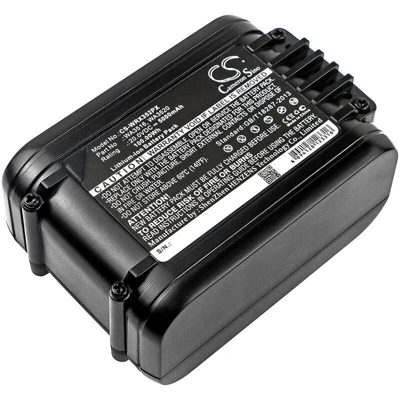 20.0V, 5000mAh, Li-ion Battery fits Worx, Rd2871, Rd2872, 100Wh