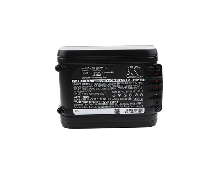 12.0V, 5000mAh, Li-ion Battery fits Worx, Wu137, Wu161, 60Wh