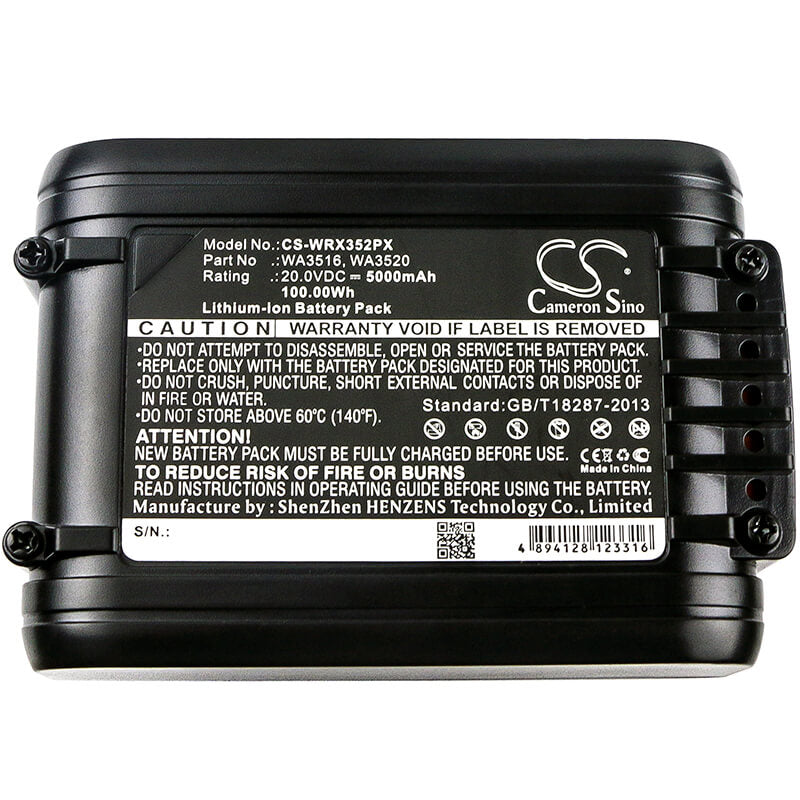 20.0V, 5000mAh, Li-ion Battery fits Rockwell, Rd2865, 100Wh
