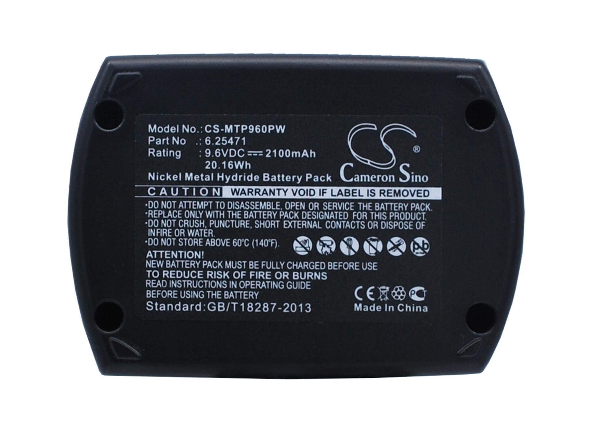 9.6V, 2100mAh, Ni-MH Battery fits Metabo, Bs 9.6, Bs9.6, 20.16Wh