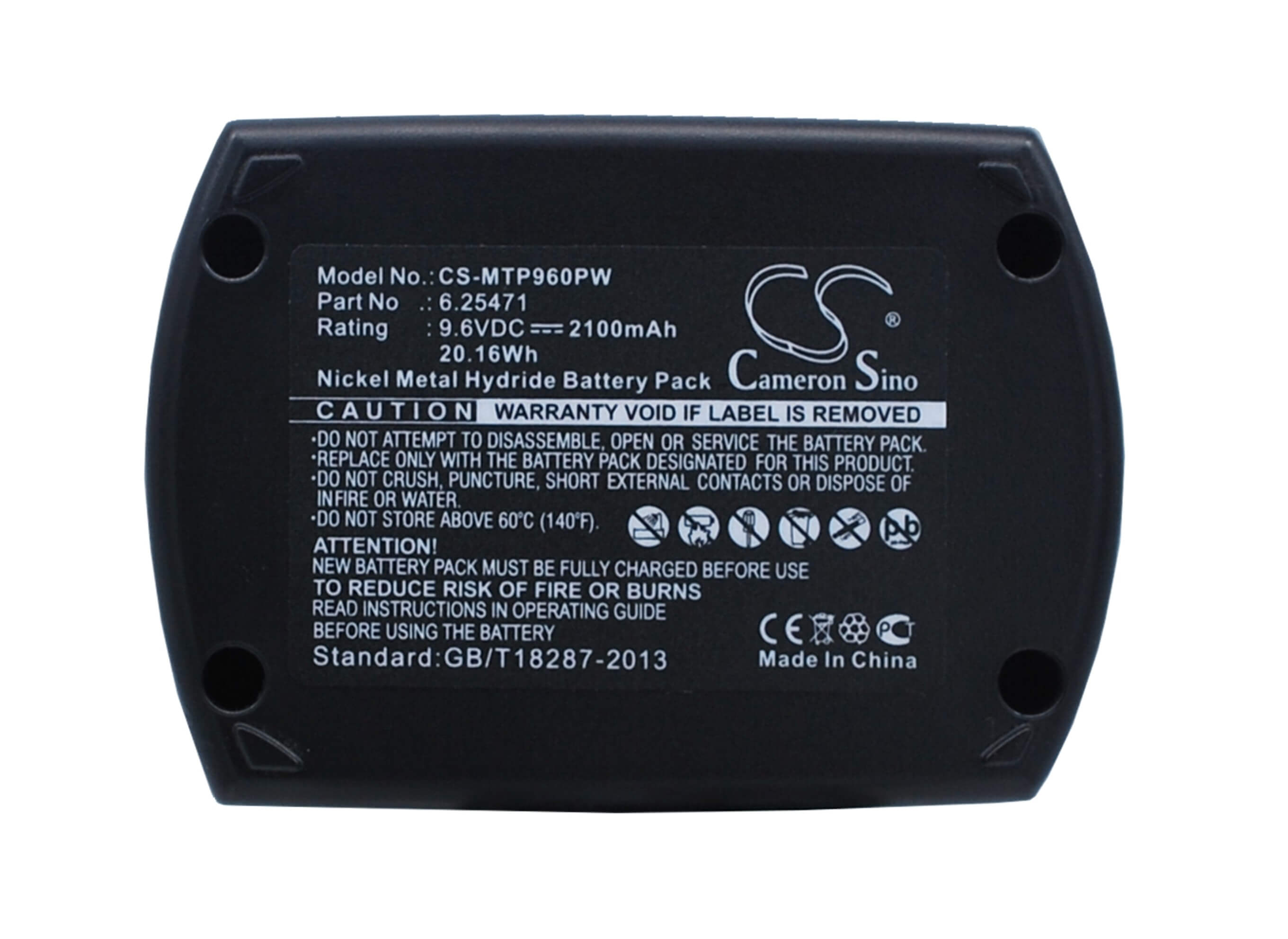 9.6V, 2100mAh, Ni-MH Battery fits Metabo, Bs 9.6, Bs9.6, 20.16Wh