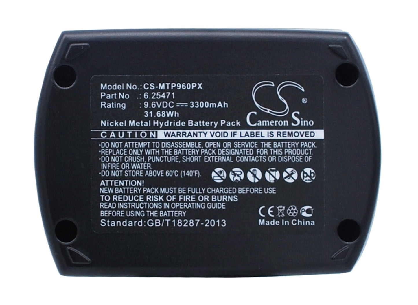 9.6V, 3300mAh, Ni-MH Battery fits Metabo, Bs 9.6, Bs9.6, 31.68Wh