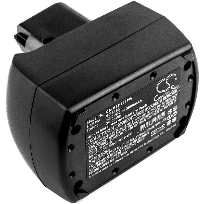12.0V, 3000mAh, Ni-MH Battery fits Metabo, Bs 12 Sp, Bsz 12, 36Wh