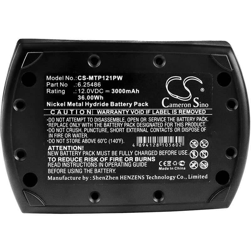 12.0V, 3000mAh, Ni-MH Battery fits Metabo, Bs 12 Sp, Bsz 12, 36Wh