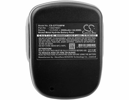 12.0V, 2000mAh, Ni-MH Battery fits Craftsman, 11538, 315.11538, 24Wh