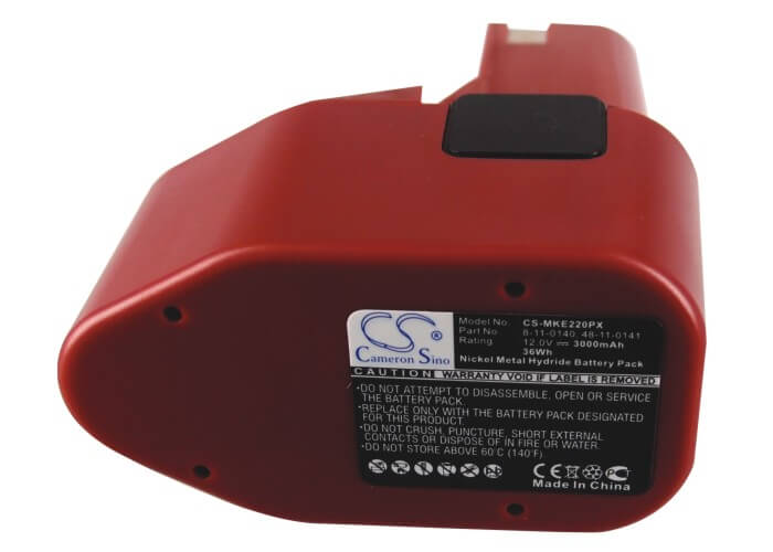 12.0V, 3000mAh, Ni-MH Battery fits Milwaukee, 0398-1, 0399-1, 36Wh