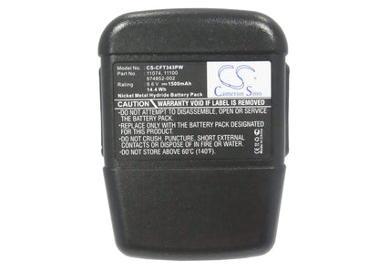 9.6V, 1500mAh, Ni-MH Battery fits Craftsman, 11343, 315.22189, 14.4Wh