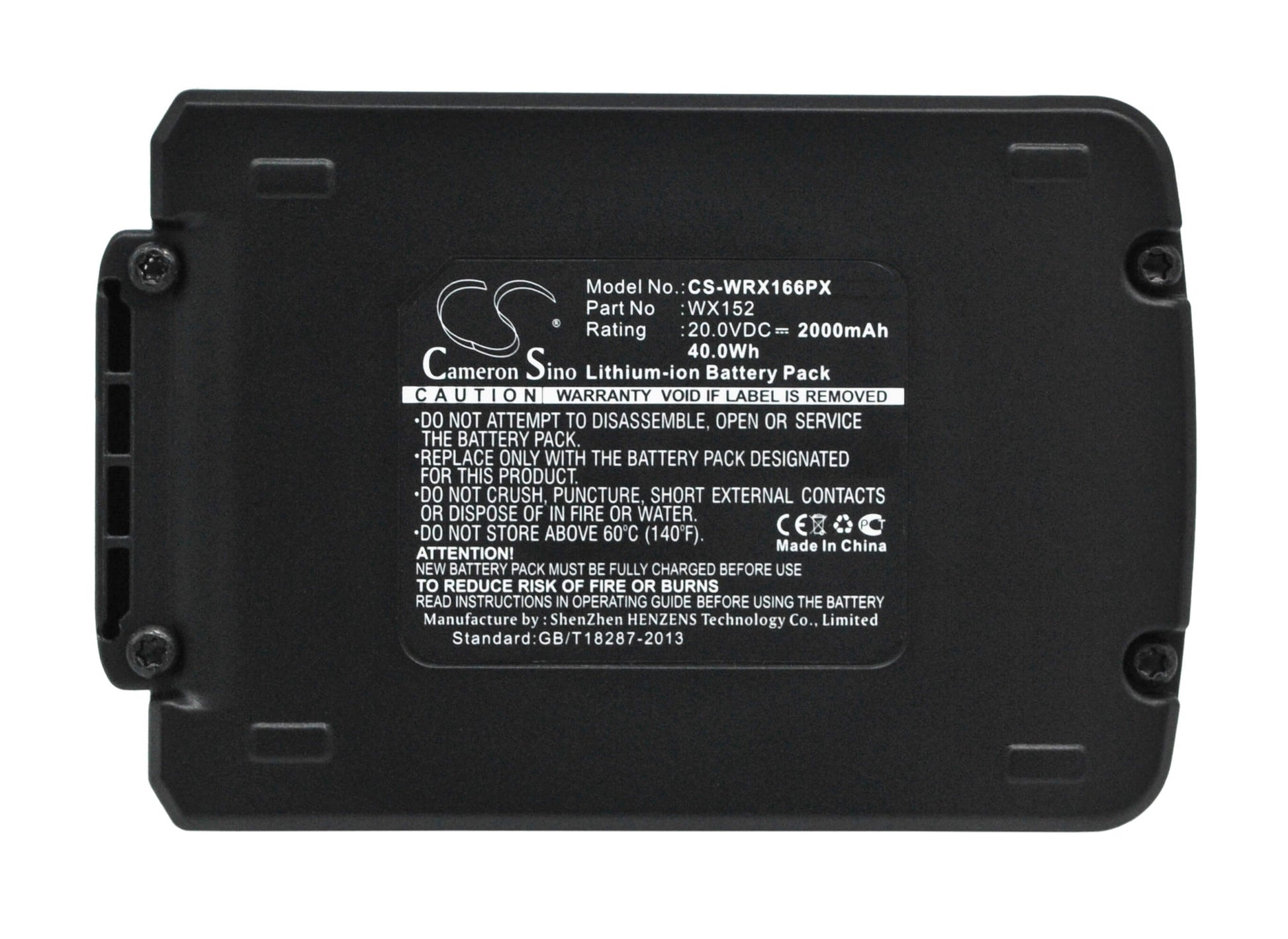 20.0V, 2000mAh, Li-ion Battery fits Worx, Wa3503, Wa3528, 40Wh