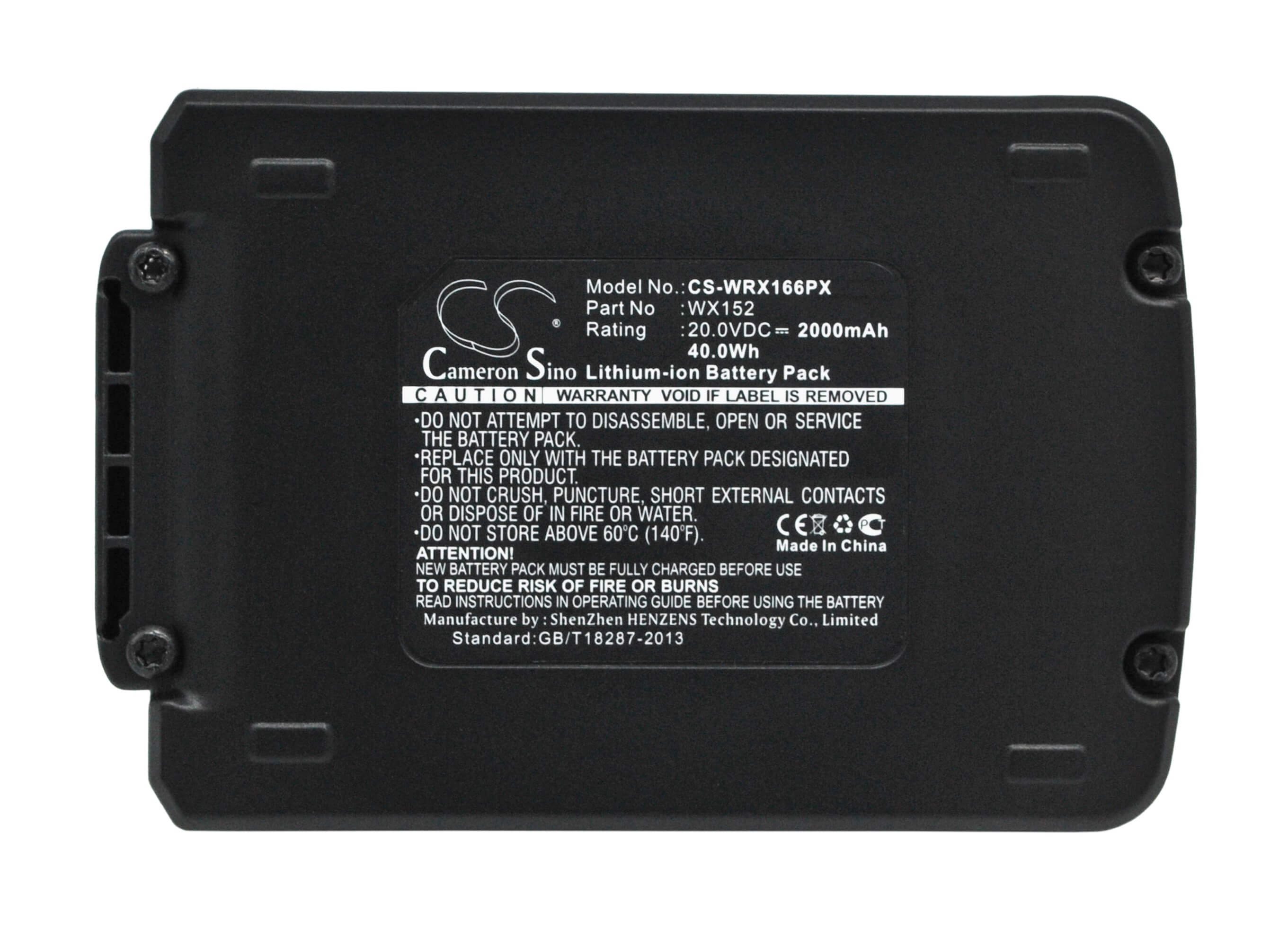 20.0V, 2000mAh, Li-ion Battery fits Worx, Wa3503, Wa3528, 40Wh