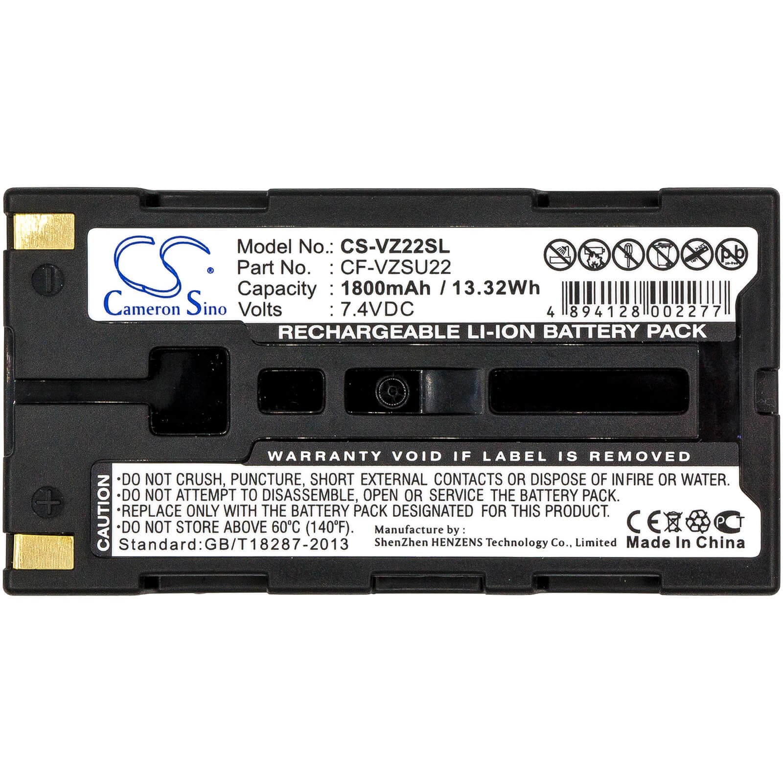 Printer 7.4V, 1800mAh, Li-ion Battery fits Panasonic, Tunghbook 01, Tunghbook Cf-p1, 13.32Wh