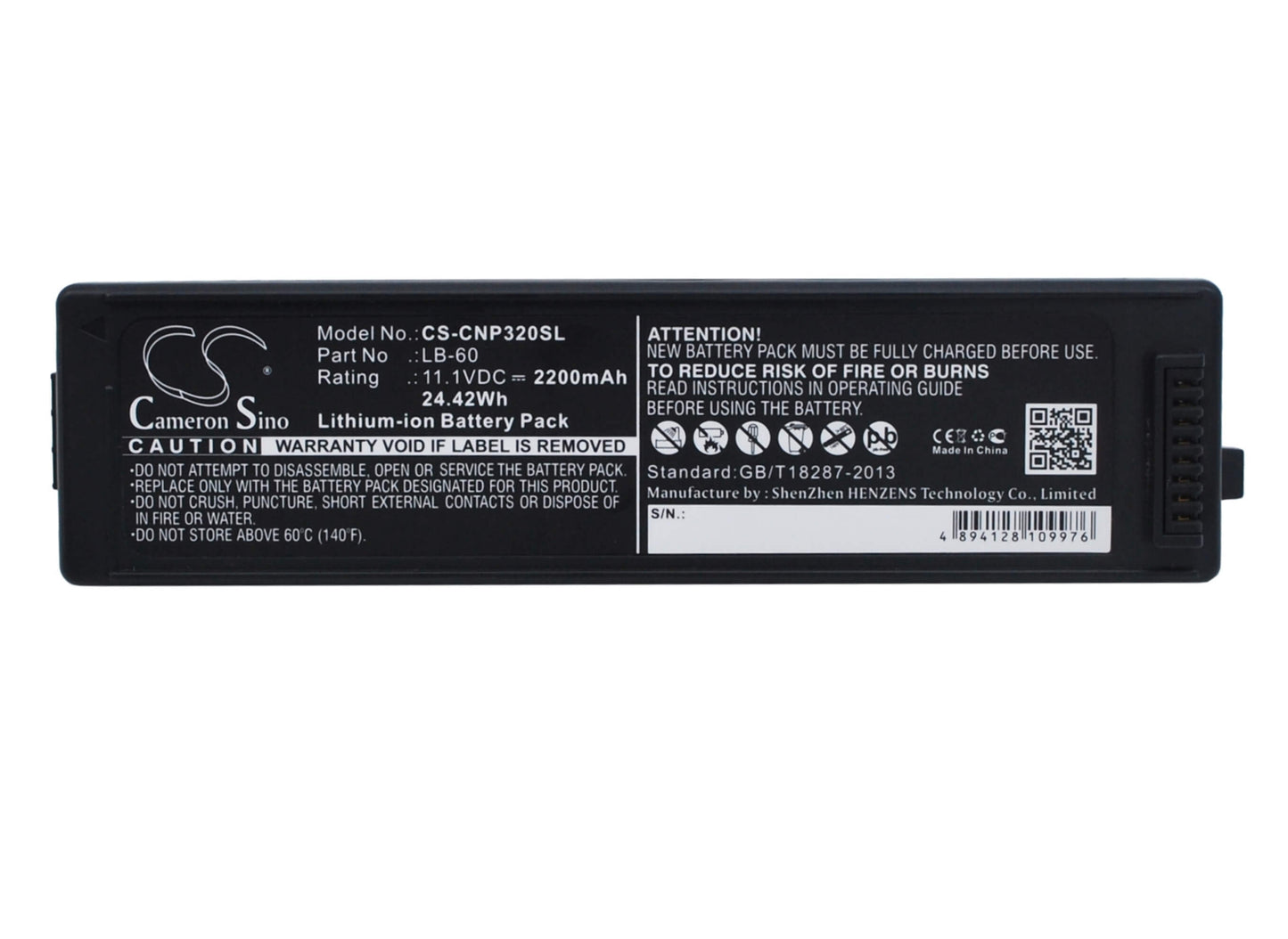 11.1V, 2200mAh, Li-ion Battery fits Canon, Lk-62, Pixma I260, 24.42Wh