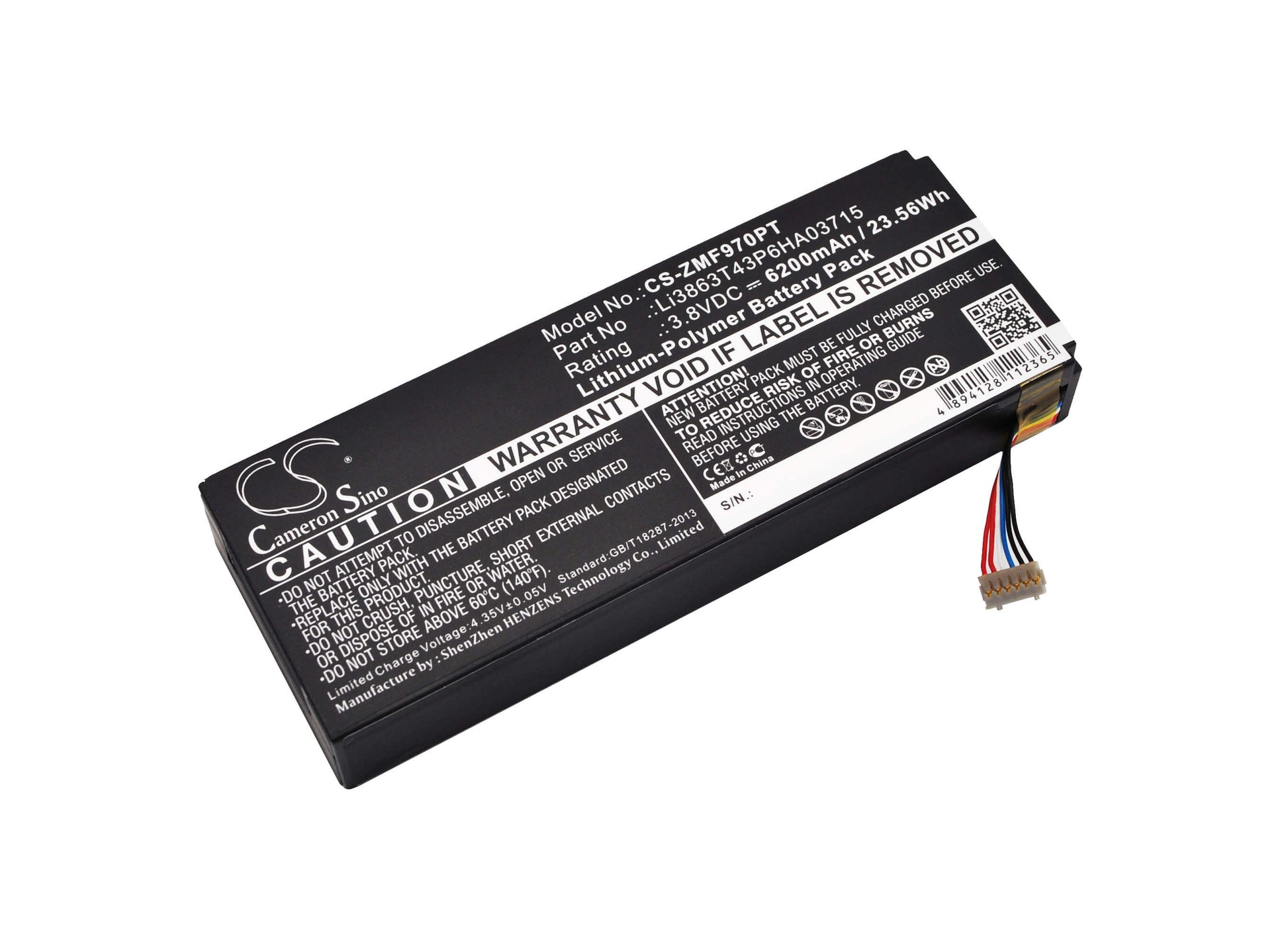 3.8V, 6200mAh, Li-Polymer Battery fits Zte, Mf97v, Spro2 Smart Projector, 23.56Wh