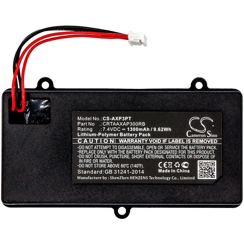 7.4V, 1300mAh, Li-Polymer Battery fits Aaxa, P300 Pico Projector, 9.62Wh