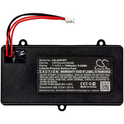 7.4V, 1300mAh, Li-Polymer Battery fits Aaxa, P300 Pico Projector, 9.62Wh