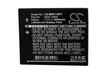 3.7V, 1050mAh, Li-ion Battery fits 3m, Mpro 110 Micro Projector, 3.885Wh