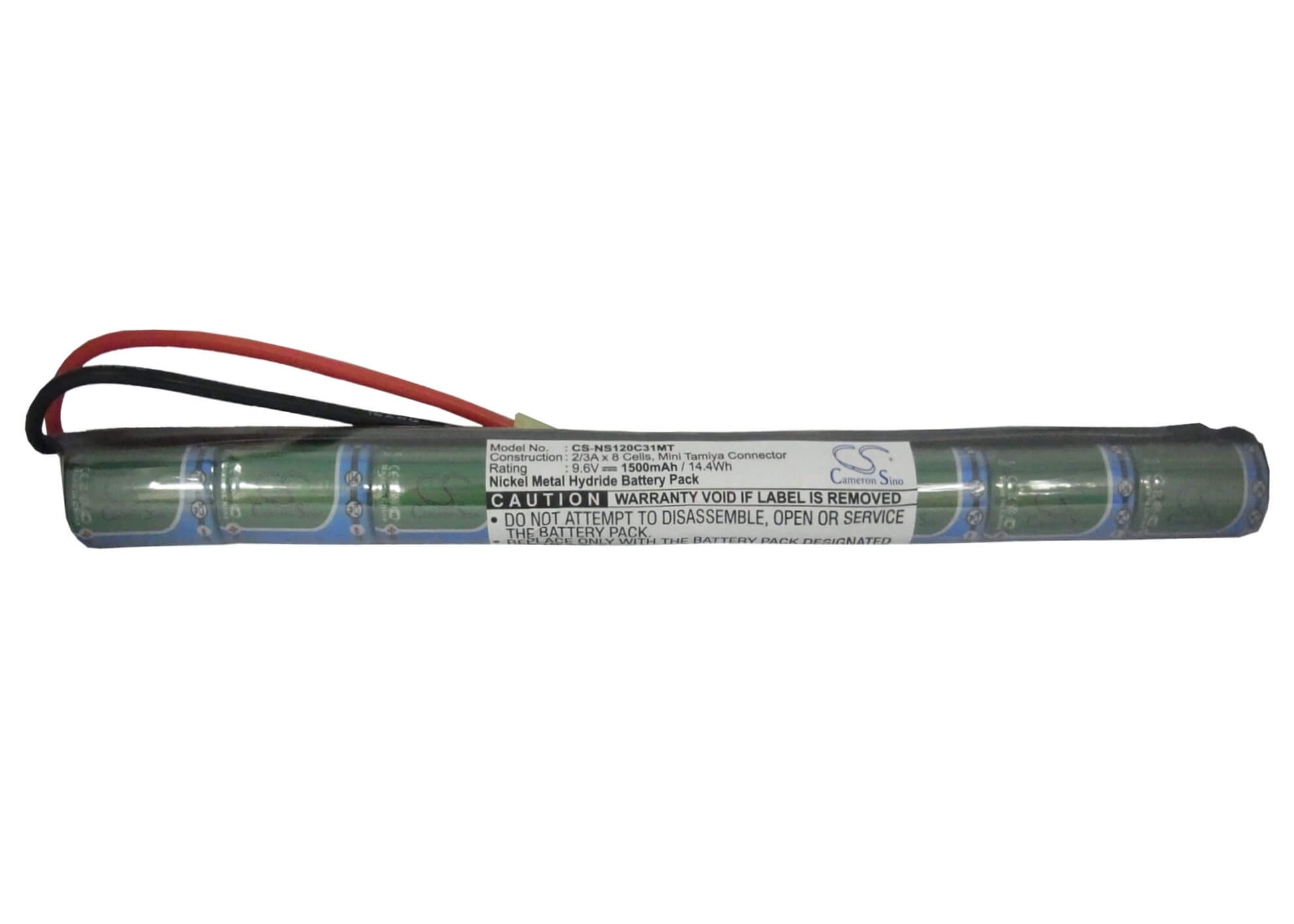 9.6V, 1500mAh, Ni-MH Battery fits Cameron Sino, RC Airsoft Cs-ns120c31mt, 14.4Wh