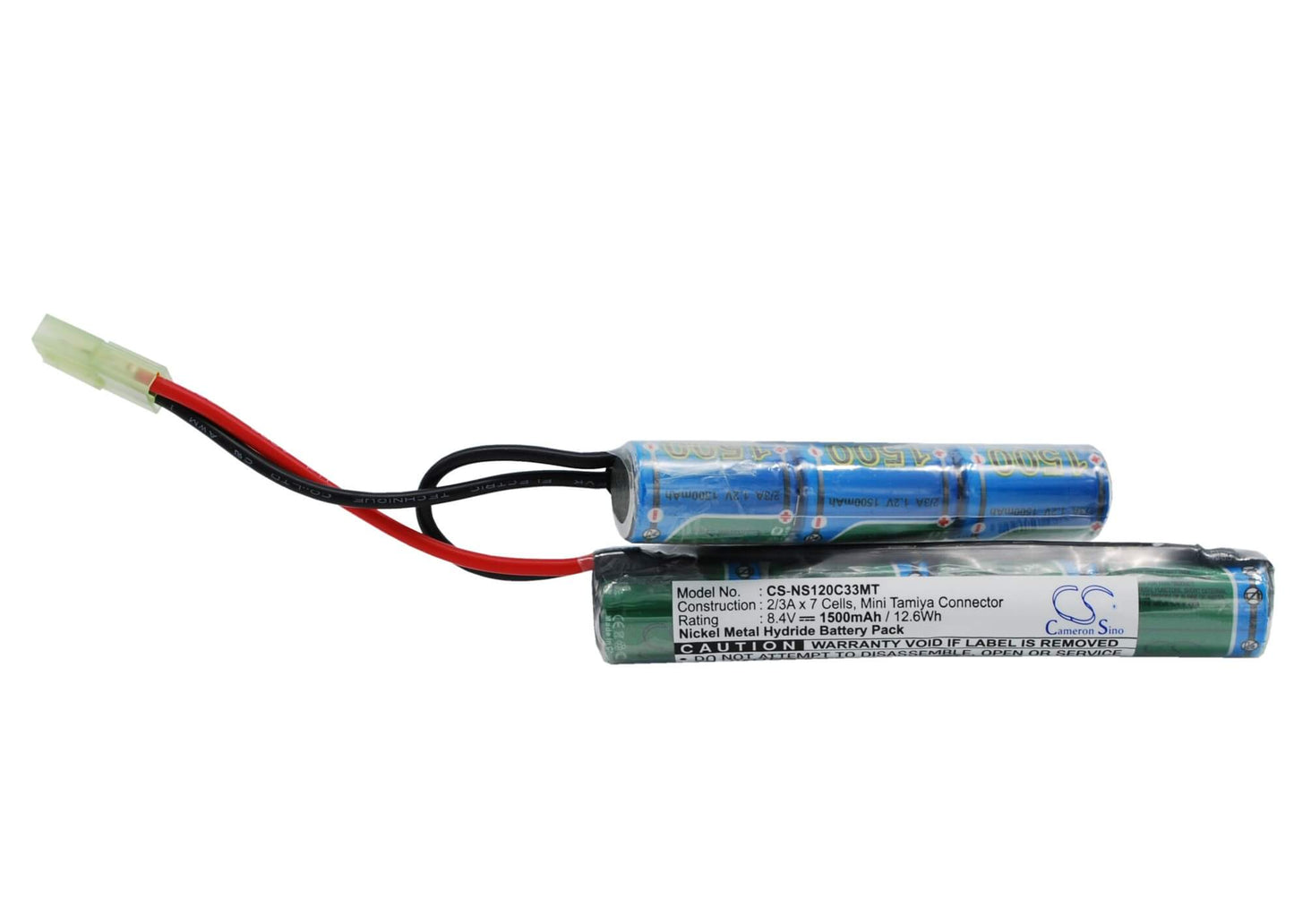 8.4V, 1500mAh, Ni-MH Battery fits Cameron Sino, RC Airsoft Cs-ns120c33mt, 12.6Wh