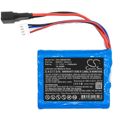 11.1V, 1500mAh, Li-ion Battery fits Carrera, RC Cars 800007, 800010, 16.65Wh