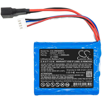 11.1V, 2500mAh, Li-ion Battery fits Carrera, RC Cars 800007, 800010, 27.75Wh