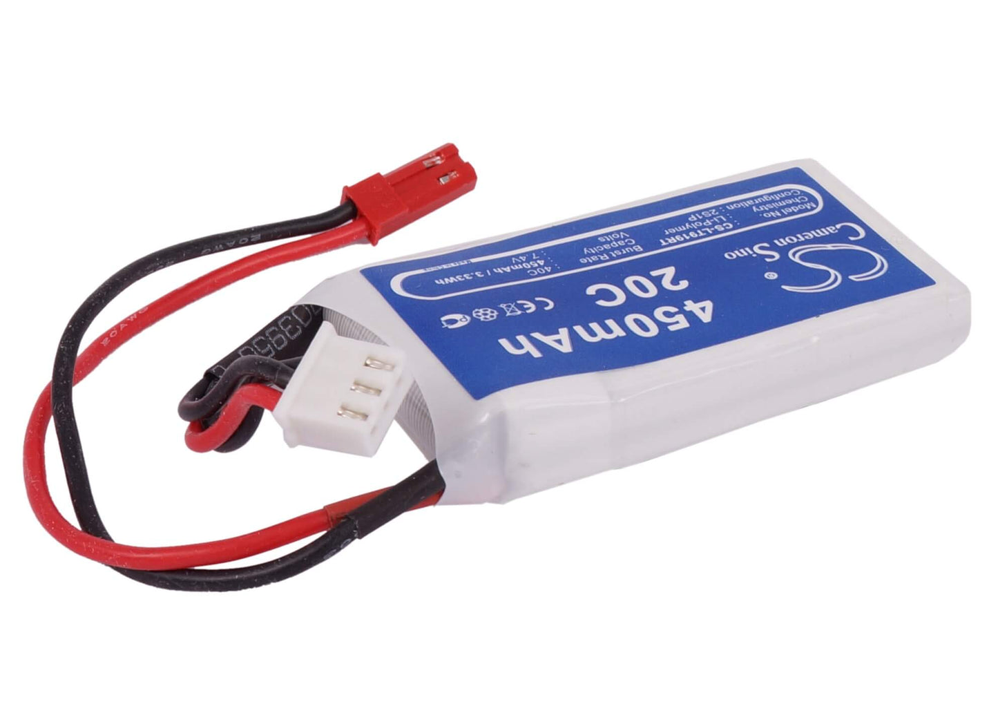 7.4V, 450mAh, Li-Polymer Battery fits Cameron Sino, RC Cars Cs-lt919rt, 3.33Wh