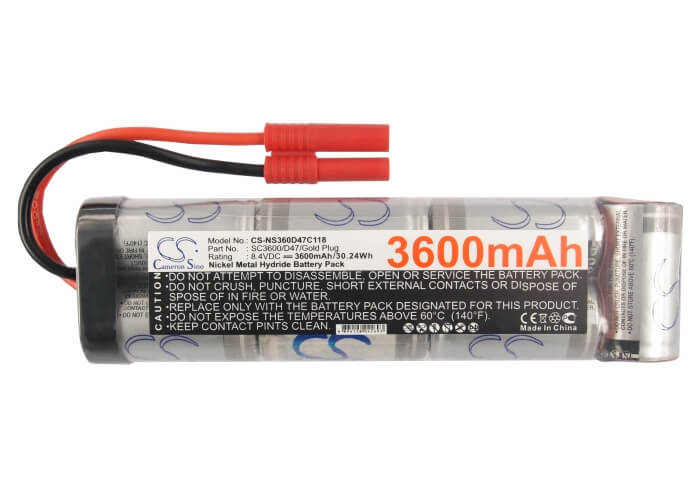 8.4V, 3600mAh, Ni-MH Battery fits Cameron Sino, RC Cars Cs-ns360d47c118, 30.24Wh