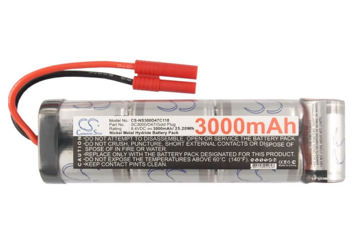 8.4V, 3000mAh, Ni-MH Battery fits Cameron Sino, RC Cars Cs-ns300d47c118, 25.2Wh