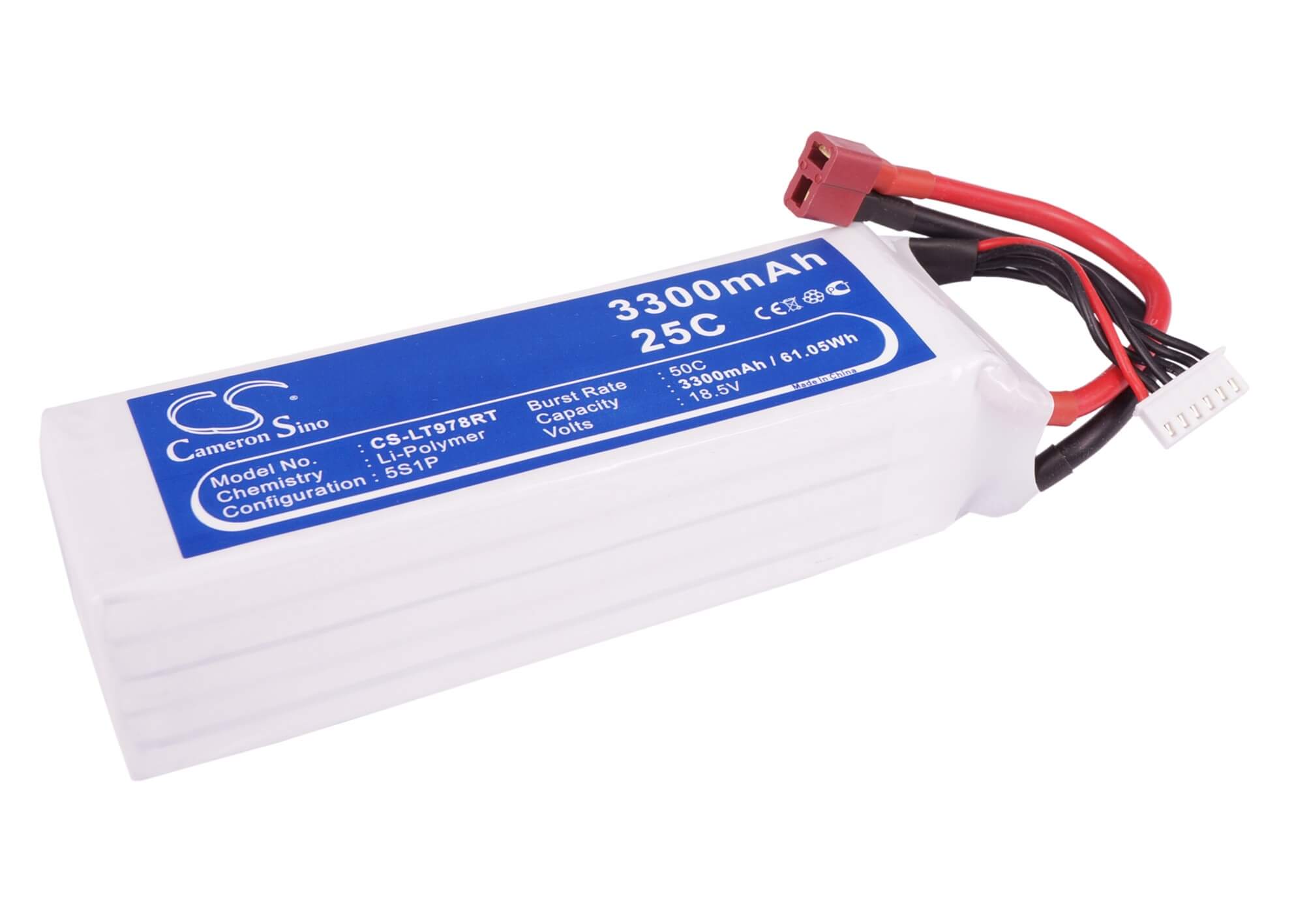 18.5V, 3300mAh, Li-Polymer Battery fits Cameron Sino, RC Cars Cs-lt978rt, 61.05Wh